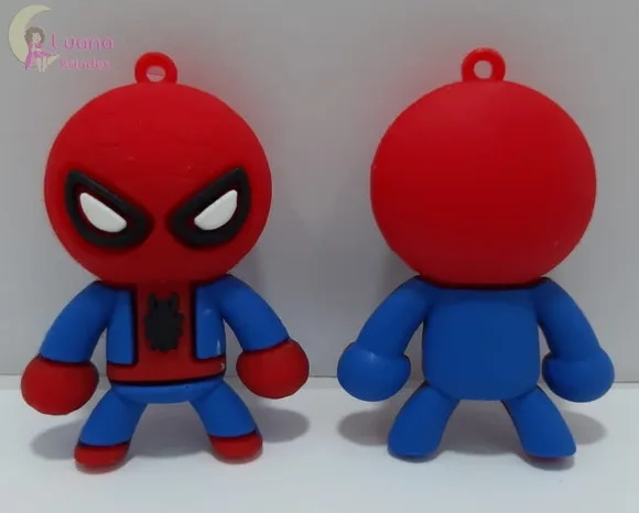 Pingente Homem Aranha de Borracha 5,6cm Pct 2 Unidades