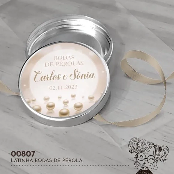 Latinha Adesivada Bodas de Pérola - 00807