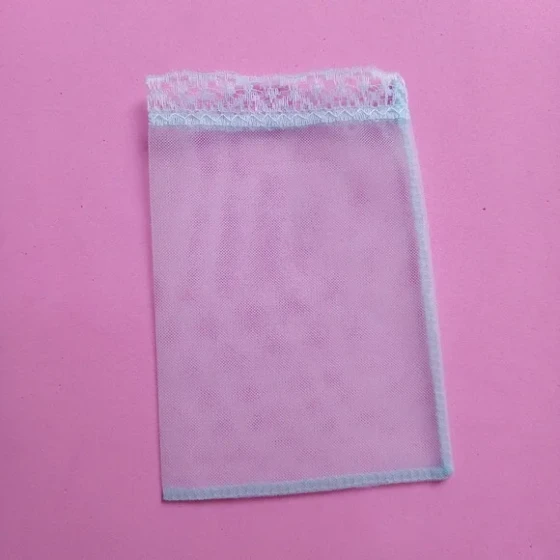 Saquinho Organza Tunil Azul com Renda 10x15cm