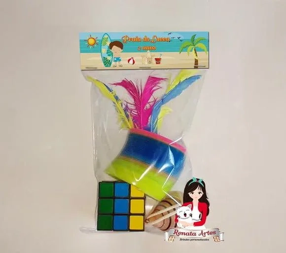 Kit Brinquedos Retrô Personalizado Tema Praia Surf