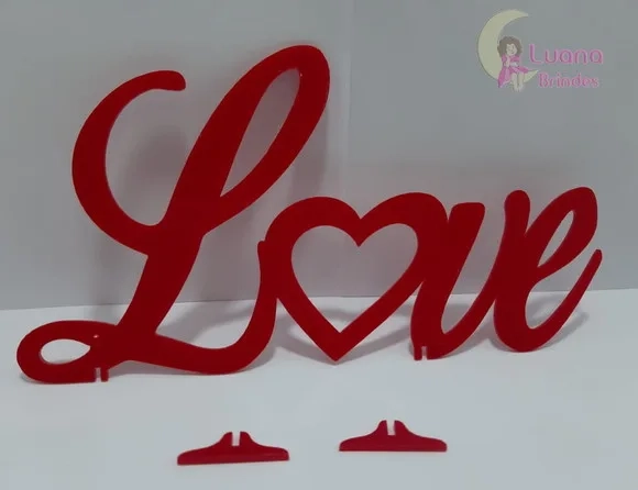 Topo De Bolo/mesa Love De Acrílico Vermelho - 1 Unidade.
