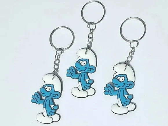 Chaveiro Smurf Emborrachado Pacote com 6 Unidades