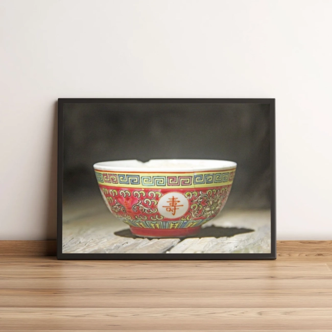 Quadro Tigela Oriental com Detalhes Vermelhos 835