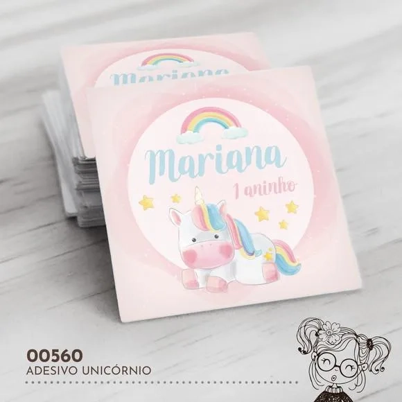 Adesivo Quadrado Unicórnio - 00560