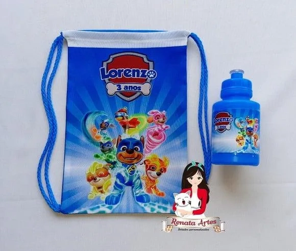 Mochila com Squeeze Personalizado Super Filhotes Patrulha 2