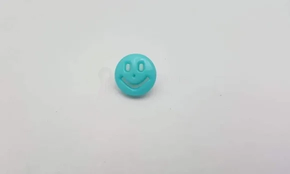 Aplique Botão de Carinha Feliz Azul de 1,3cm - 20 unidades
