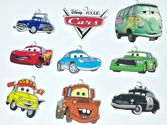 Pingente Carros de Acrílico Uv 3,5cm Pacotes com 9 Unidades