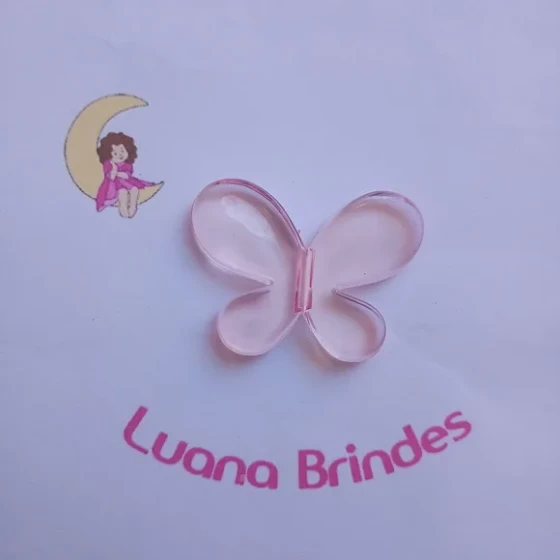 Borboleta Passante Acrilica Rosa 3,8cm Pct 10 Unidades