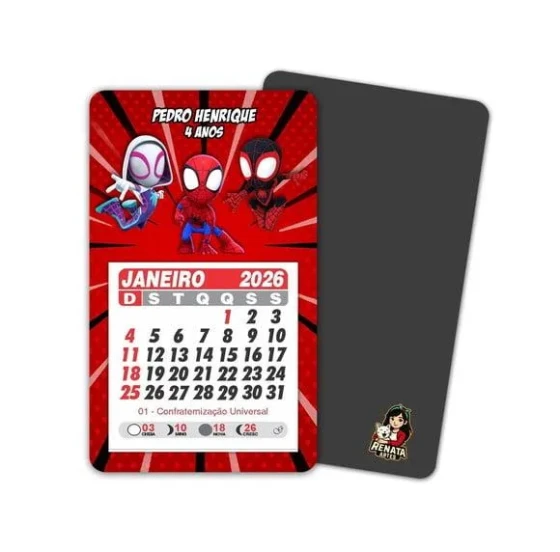 Imã de Geladeira com Calendário Spidey
