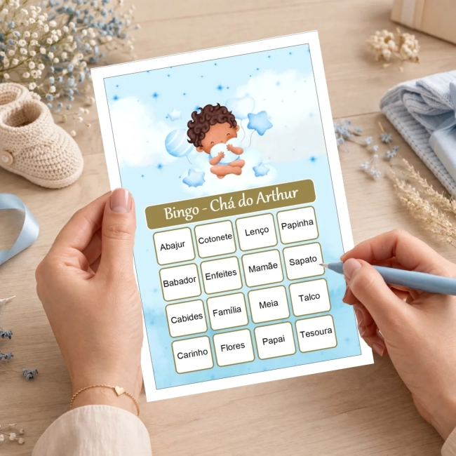 Bingo Chá de Bebê Menino PDF Para Imprimir