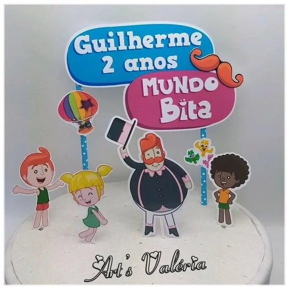 Topo de Bolo Mundo Bita