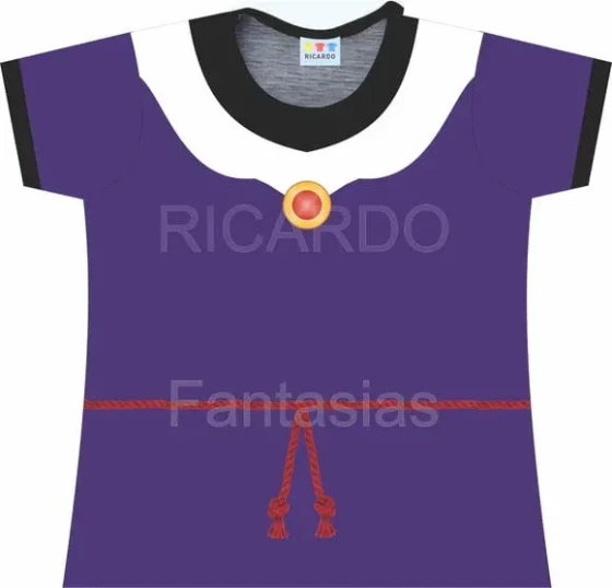 Blusa Adulto Fantasia Rainha Má Roxa com Cordão e Broche