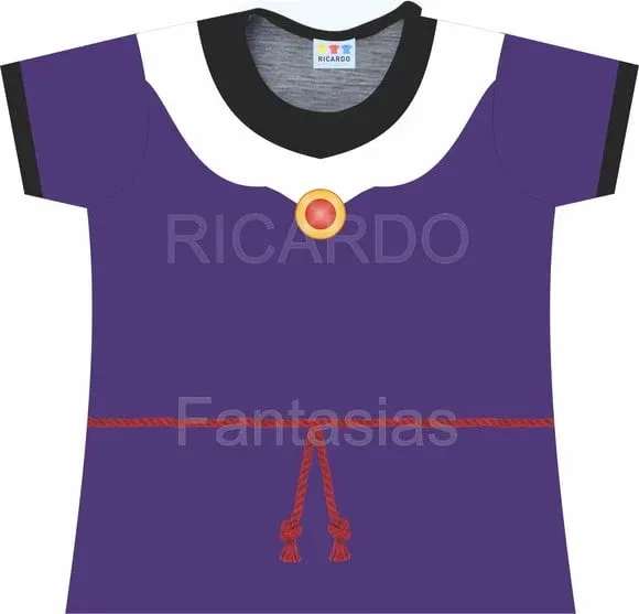 Blusa Adulto Fantasia Rainha Má Roxa com Cordão e Broche
