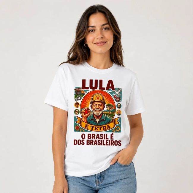 Camiseta Lula É Tetra – O Brasil É dos Brasileiros | Estampa Vintage