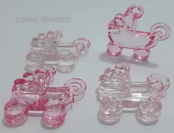 Pingente Carrinho de Bebê de acrílico 3cm Pct 15 Unidades