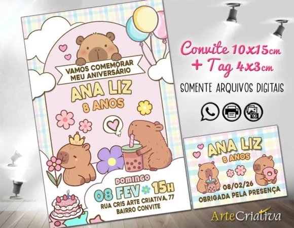 Convite Digital C/tag Capivara