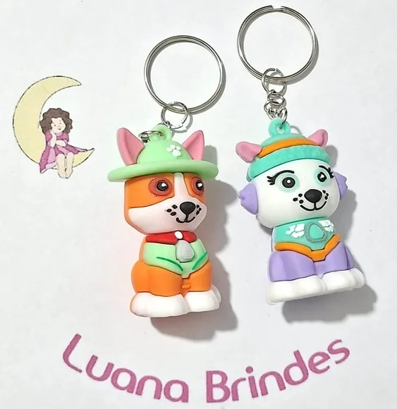 Chaveiros 3d Patrulha Canina 6cm Emborrachado 2 Unidades