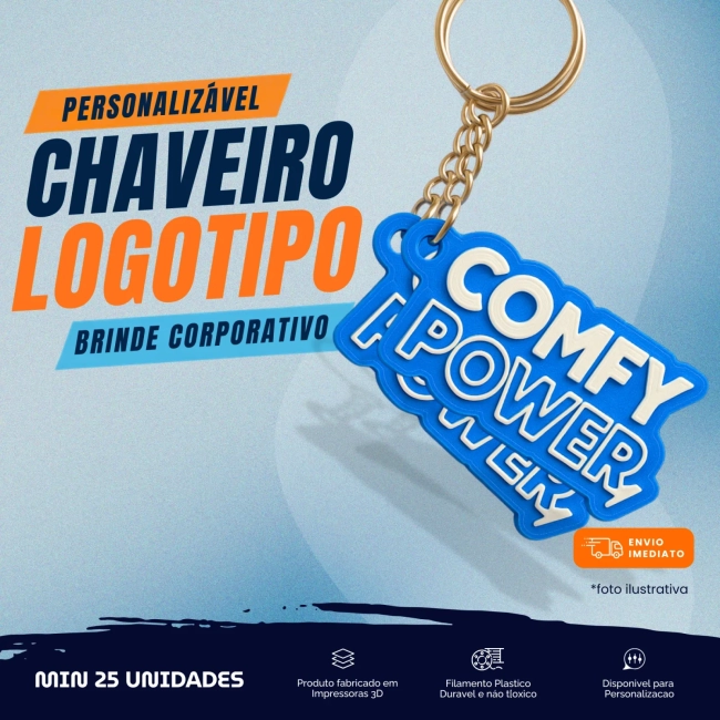 Chaveiro Personalizado com sua marca, Alto relevo , Pla