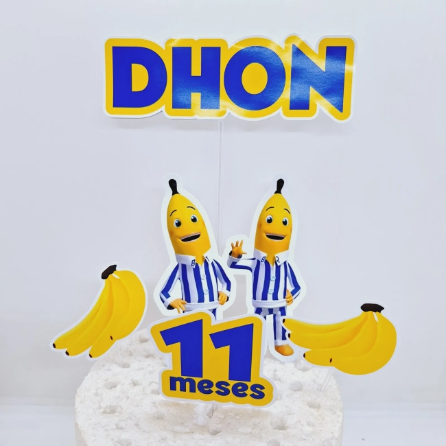 Topo de Bolo Personalizado BANANA DE PIJAMAS - Decoração de Festa - Papelaria