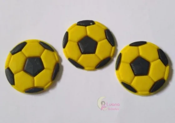Aplique Bola de Futebol Amarela de Borracha - Pct C/8 Unid