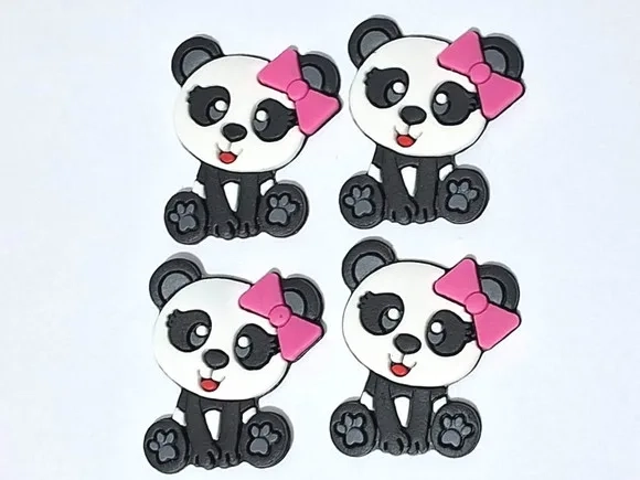 Aplique Panda Emborrachado Pacote com 8 Unidades