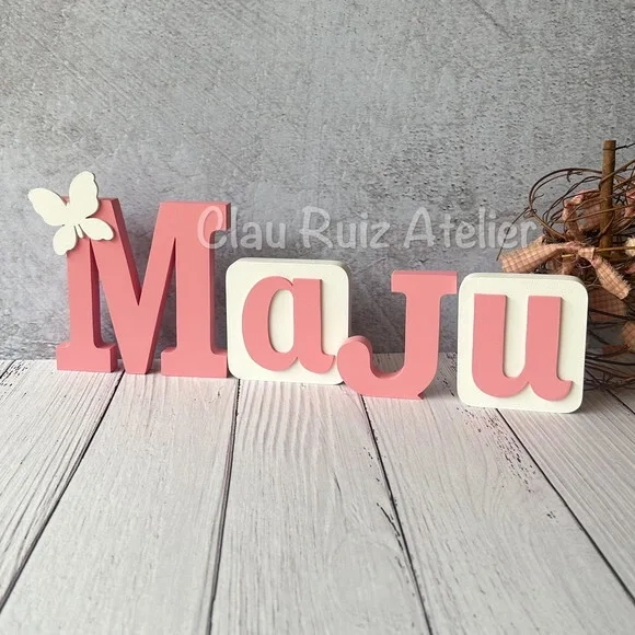 Blocos Nome Borboleta Decoração de Quarto de Bebê e Infantil