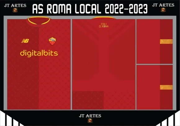 Vetor Da Camisa Da Roma 2022/2023