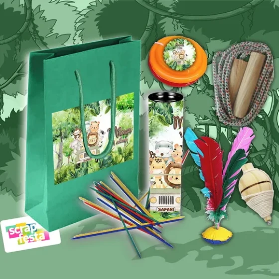 Kit Sacola Personalizada com Brinquedos Festa Safari
