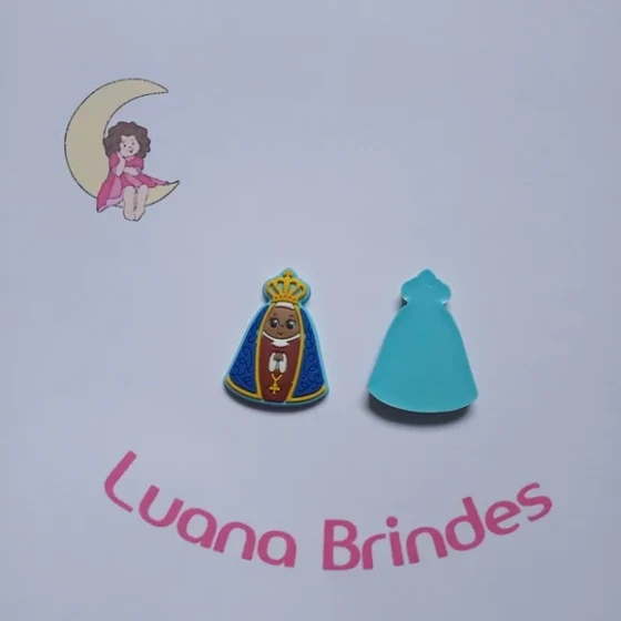 Aplique Senhora Aparecida de Borracha 3,6cm Pct 5 Unidades