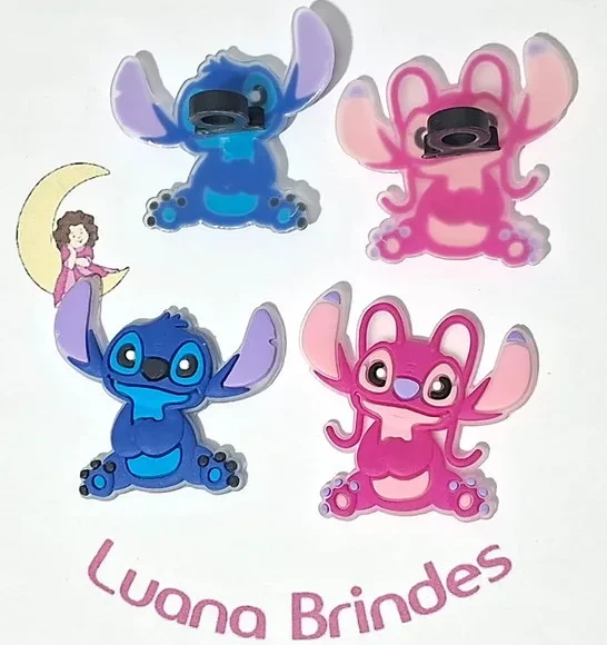Ponteira P/lápis Stitch e Angel 4cm Pcts com 6 Unidades