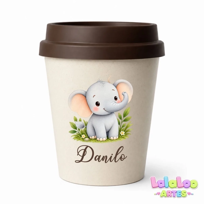 Mini Copo Safari Baby Eco Madeira 250ml com Tampa Bucks