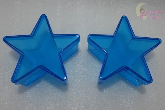 Caixinha Estrela Azul de acrílico p/Lembrancinha-pct c/4 und