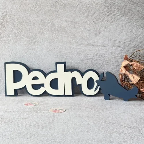 Nome em mdf - Linha Ch e Avião - Decoração Bebê e Infantil