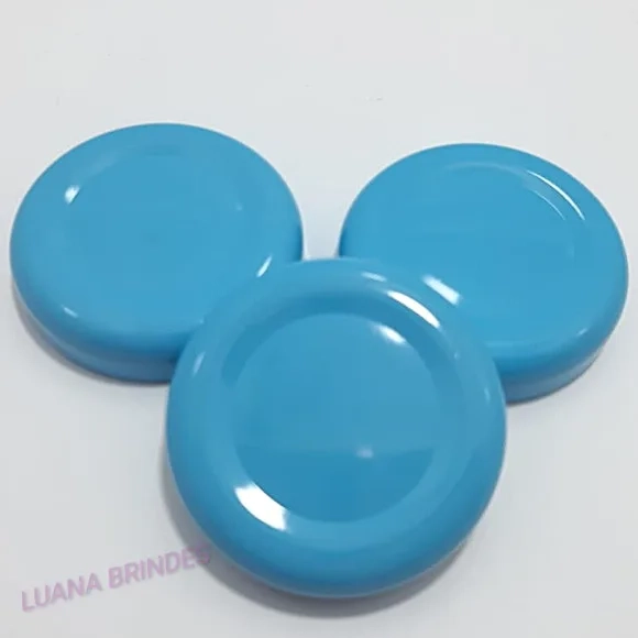 Potinho de Vidro 40ml c/tampa Azul de metal-pct c/10 uni