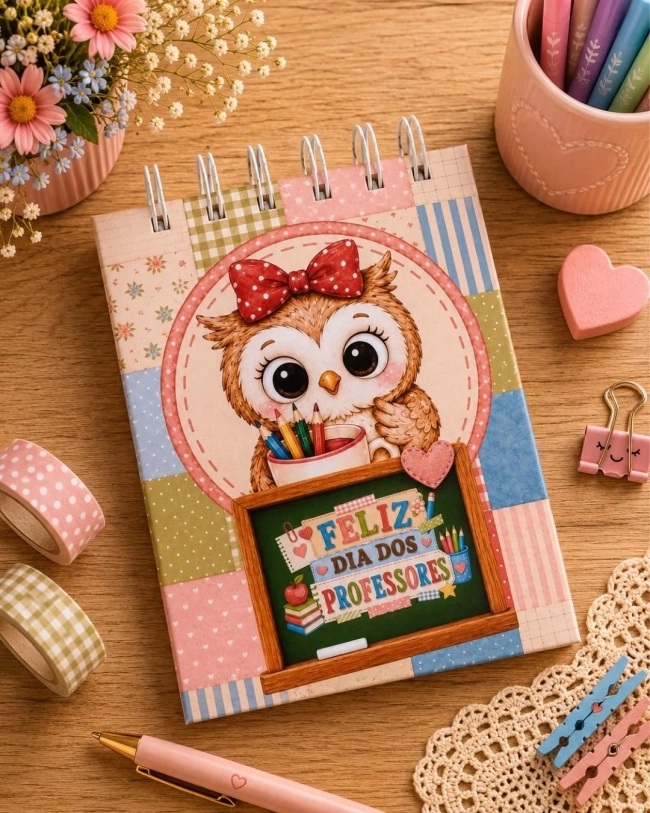 Bloco de Notas Professores Personalizado 11x15cm- Capa dura Dia dos Professores