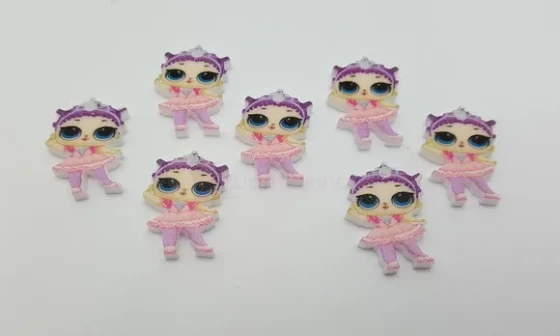 Pingente LOL Bailarina Acrílica UV de 2cm Pct 7 Unidades