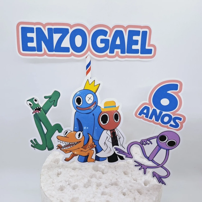 Topo de Bolo Personalizado RAINBOW FRINDS - Decoração de Festa - Papelaria