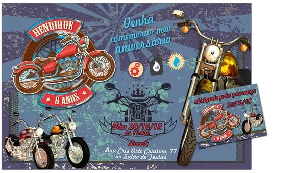 CONVITE DIGITAL C/TAG Moto Vintage Retro