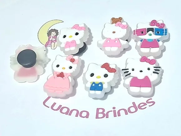 Pins de Crocs Hello Kitty Flourescente Emborrachado 6 Peça