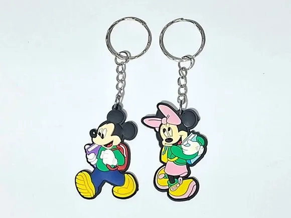 Chaveiro Mickey e Minnie Escola Emborrachado Pacote C/6 Peça