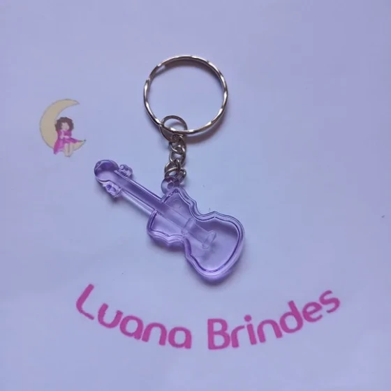 Chaveiro Guitarra Lilás de Acrilico 5cm Pct 9 Unidades