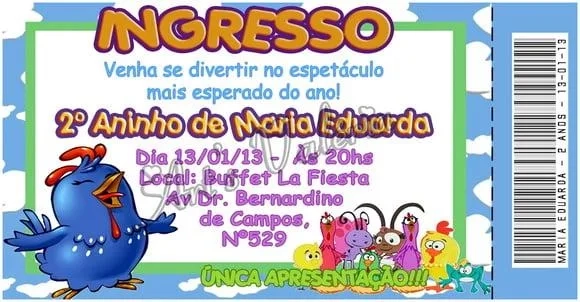 Convite Ingresso Temático - 5cm x 9,5cm