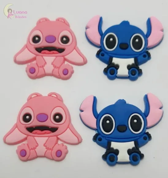 Apliques Stitch Personagem de Borracha - Pct C/6 Unidades