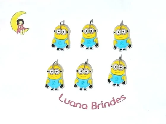 Pingente Mini Minions 2,5cm Emborrachado Pacote C/6 Unidades