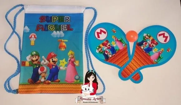 Mochila Ping Pong Personalizada Tema Mario Bross Turma