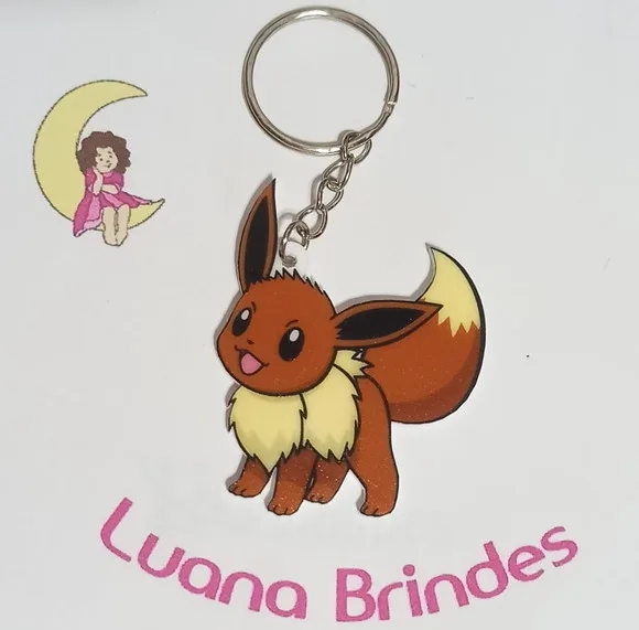 Chaveiro Pokémon Eevee Acrilico Uv- 3 Unidades