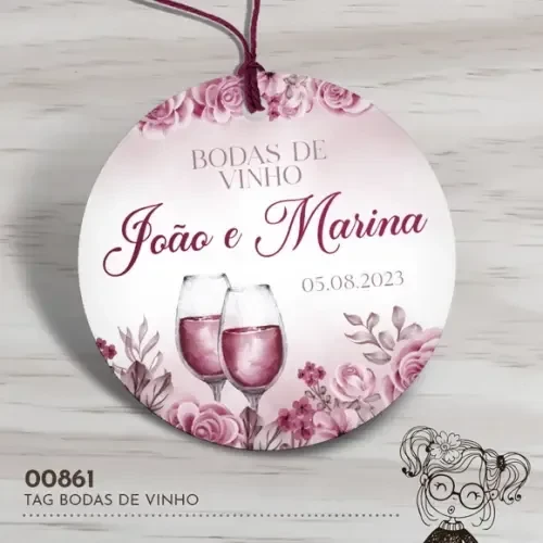 Tag Redonda Bodas de Vinho - 00861