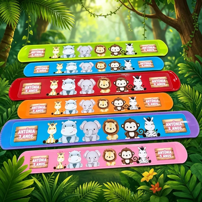 Pulseira Bate e Enrola Personalizada do Safari Baby