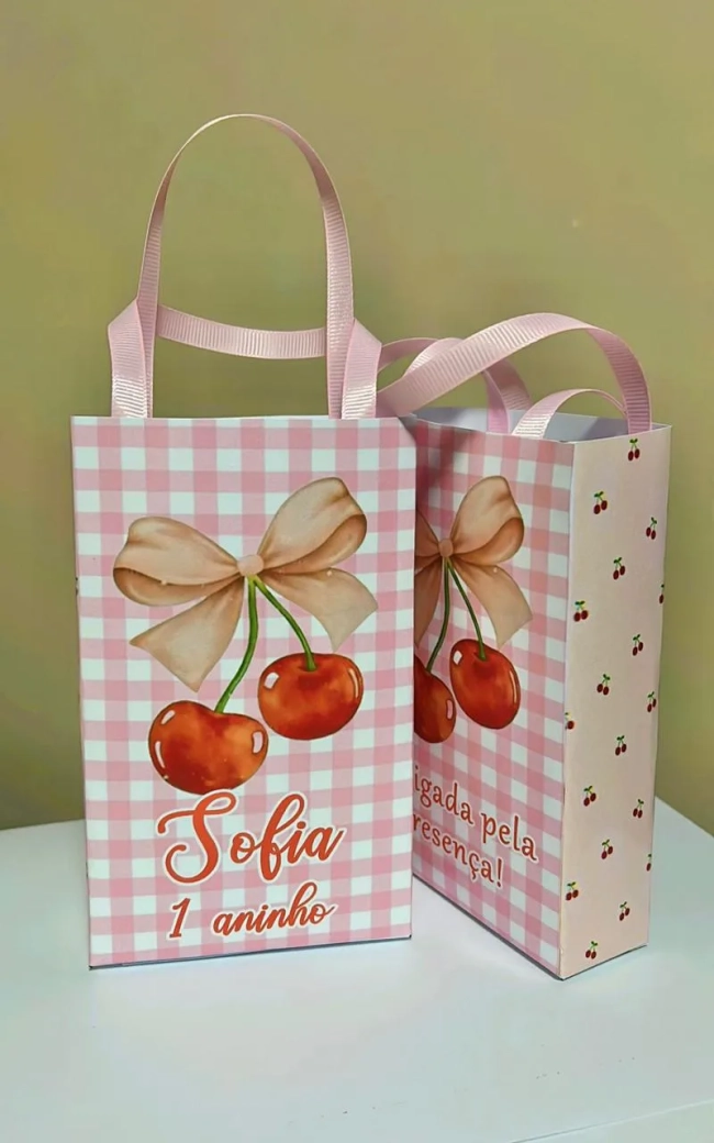 Sacolinhas Personalizada Cerejinha Lembrancinhas Para Aniversário