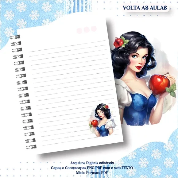 Caderno ou Agenda Personalizada Branca de Neve